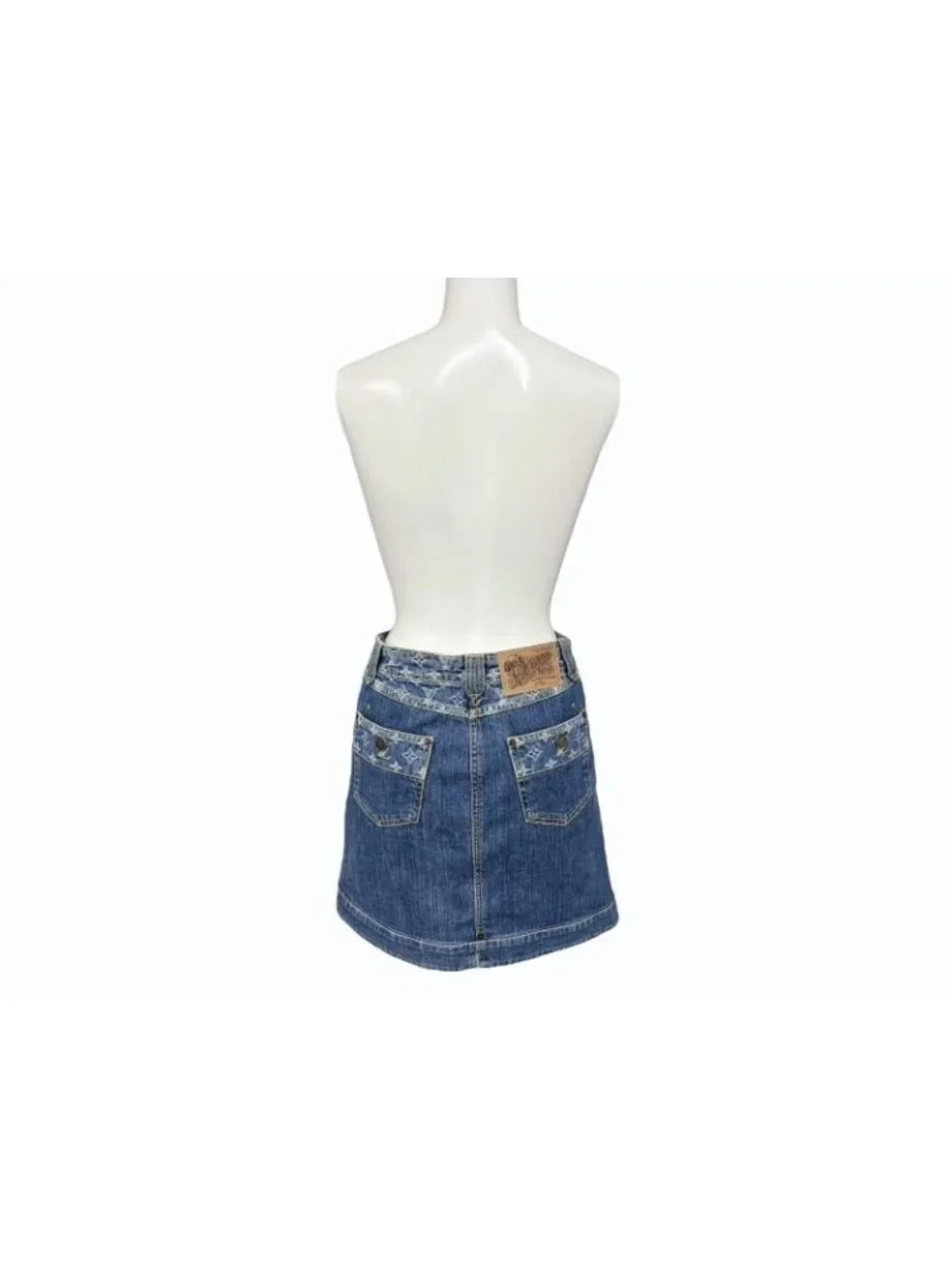 Louis Vuitton Denim Skirt Monogram Blue Gold